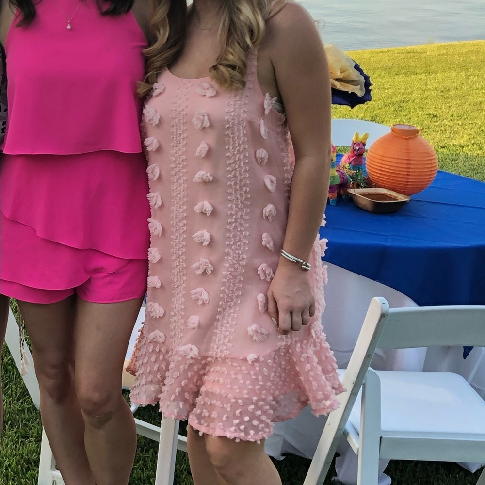 Light pink dress with fun details and adjustable straps - size small